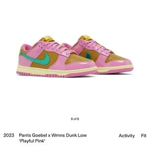 Paris goebel x wmns dunk low “playful pink” women’s Sz 7
